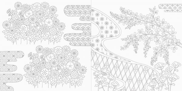 Beautiful Japanese Patterns and Four Seasons Flowers Coloring Book (Flower Japanese Pattern Coloring Series)