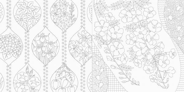 Beautiful Japanese Patterns and Four Seasons Flowers Coloring Book (Flower Japanese Pattern Coloring Series)